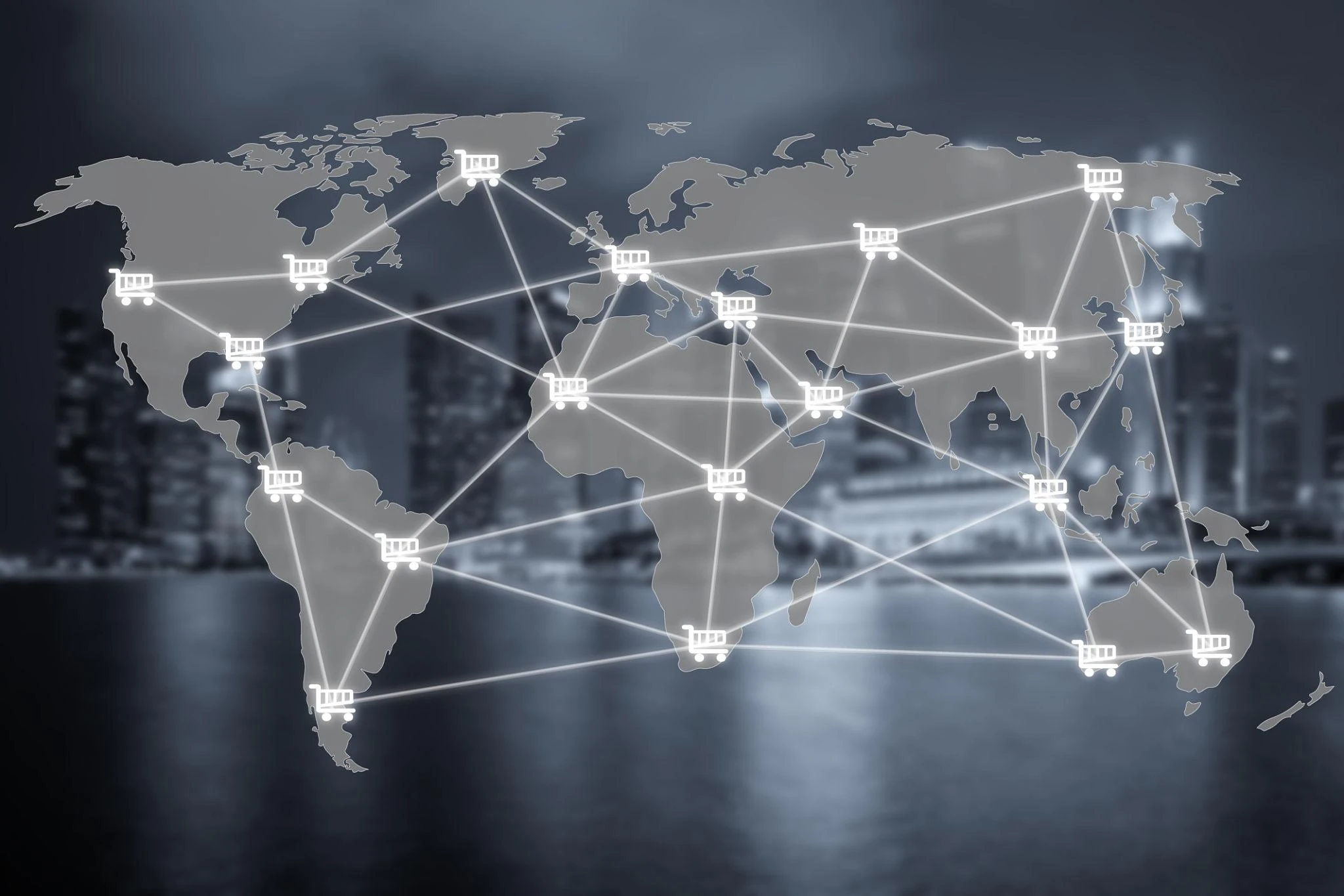 Global eCommerce marketplace network connecting businesses with international online marketplaces and worldwide commerce